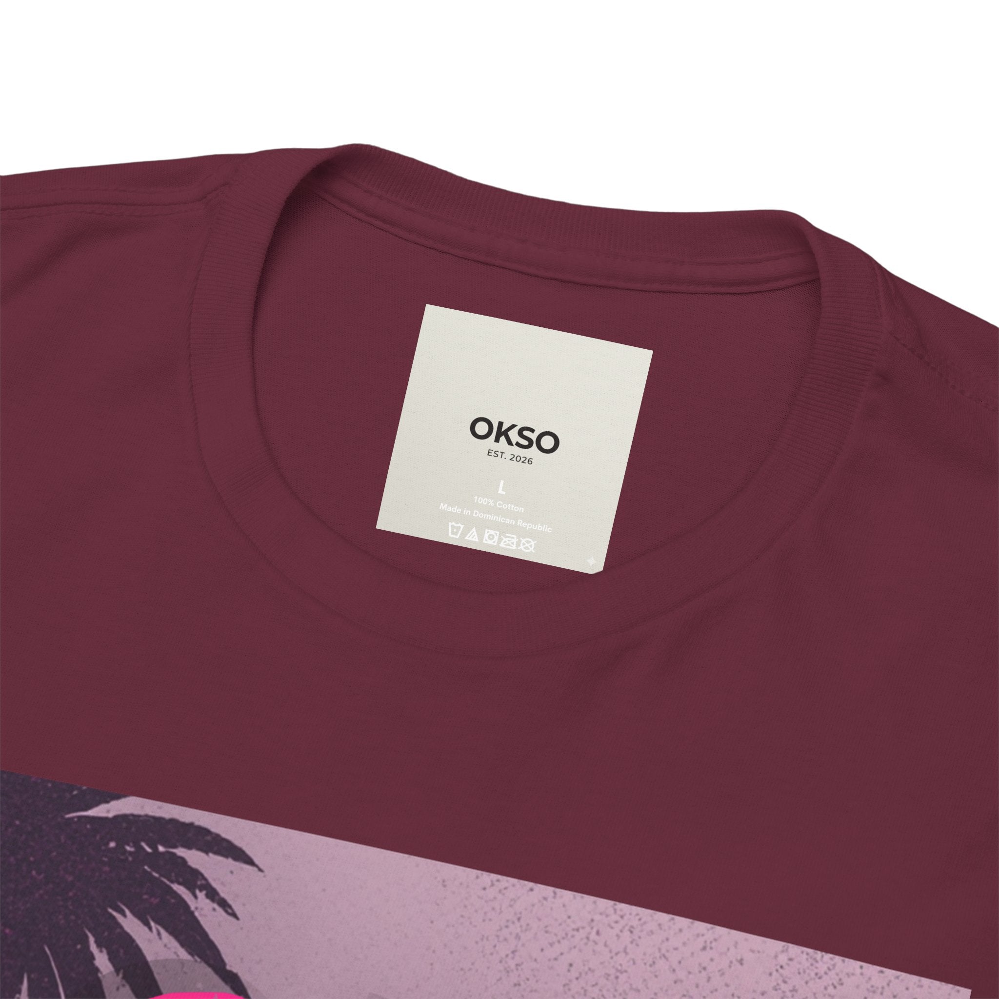 OK SO WHAT Palm Sunset Graphic Tee — Casual Retro Vacation Vibe