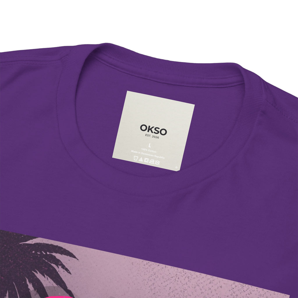 OK SO WHAT Palm Sunset Graphic Tee — Casual Retro Vacation Vibe