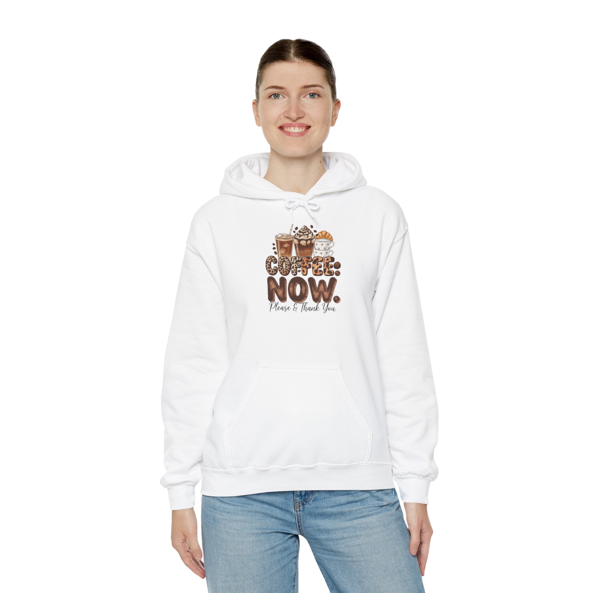 Coffee Hoodie - "Coffee Now" Funny Coffee Lover Pullover