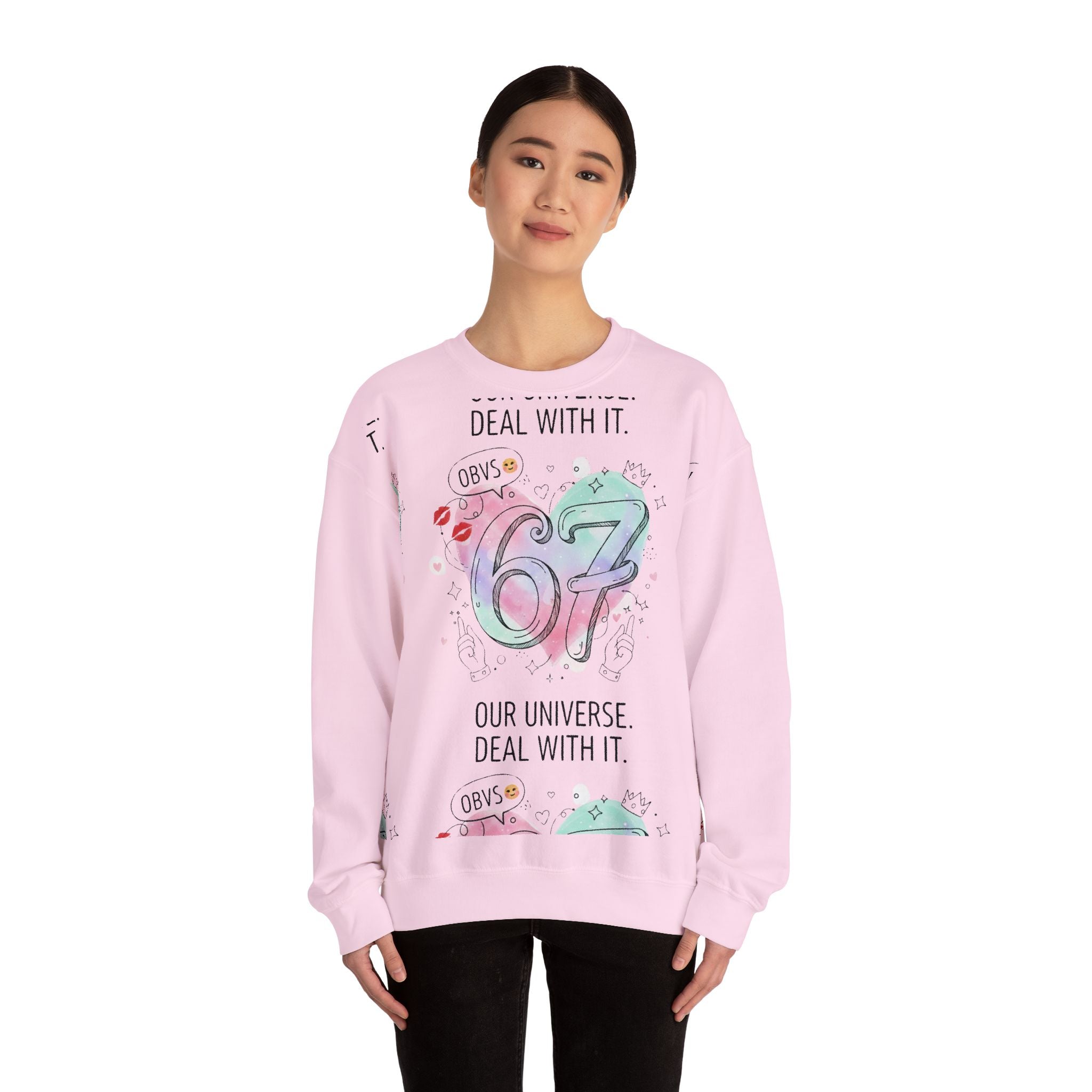 67 Our Universe Crewneck Sweatshirt ‚ Pastel Galaxy Graphic