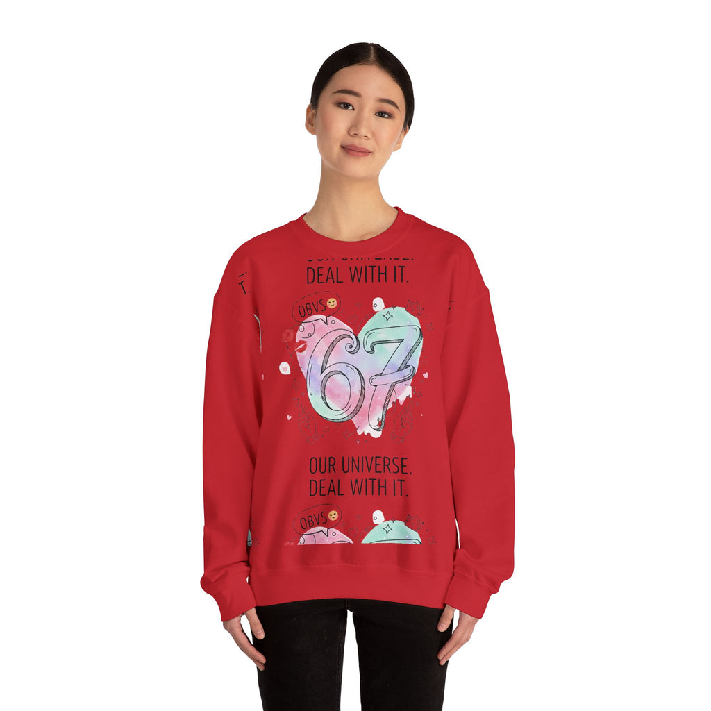 67 Our Universe Crewneck Sweatshirt ‚ Pastel Galaxy Graphic
