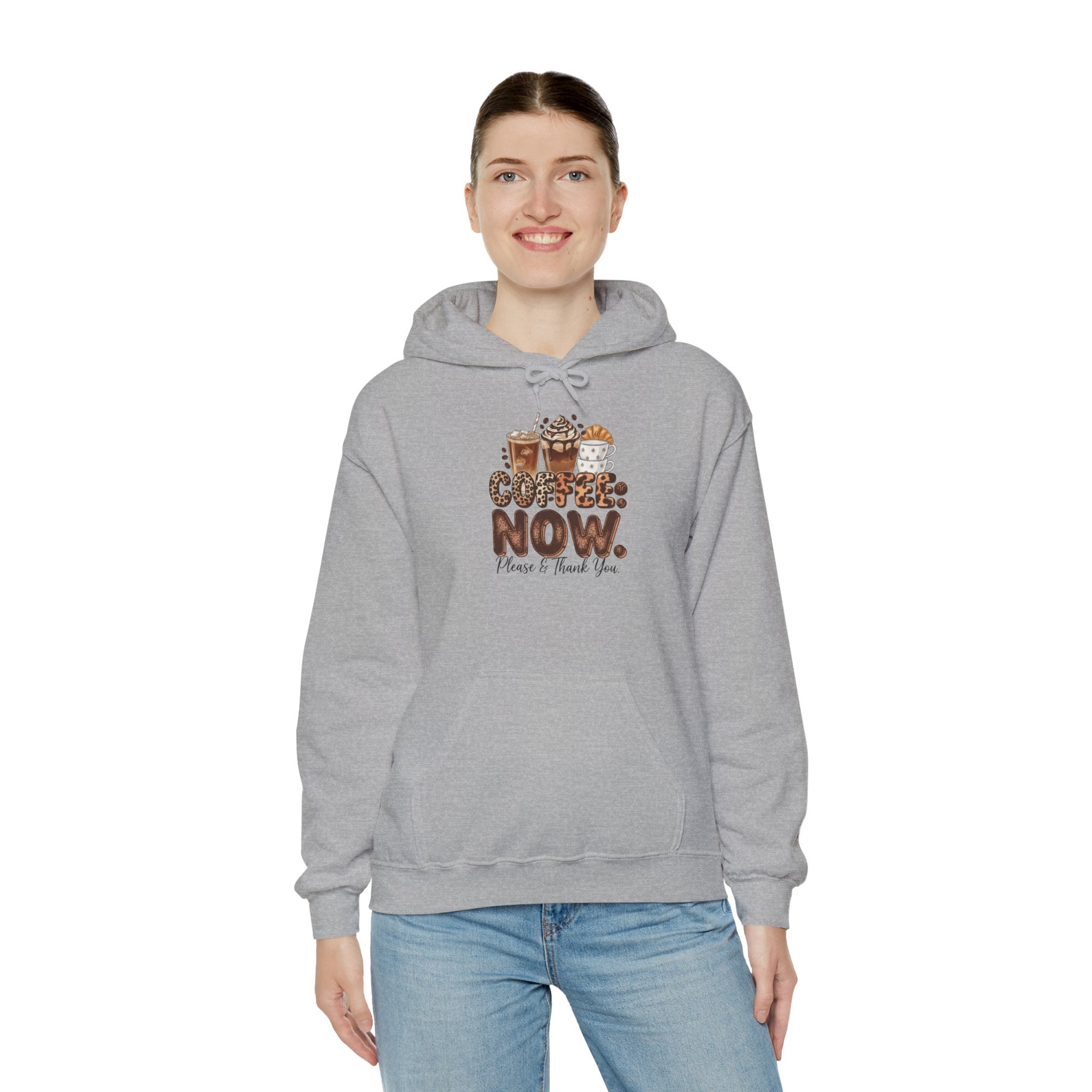 Coffee Hoodie - "Coffee Now" Funny Coffee Lover Pullover
