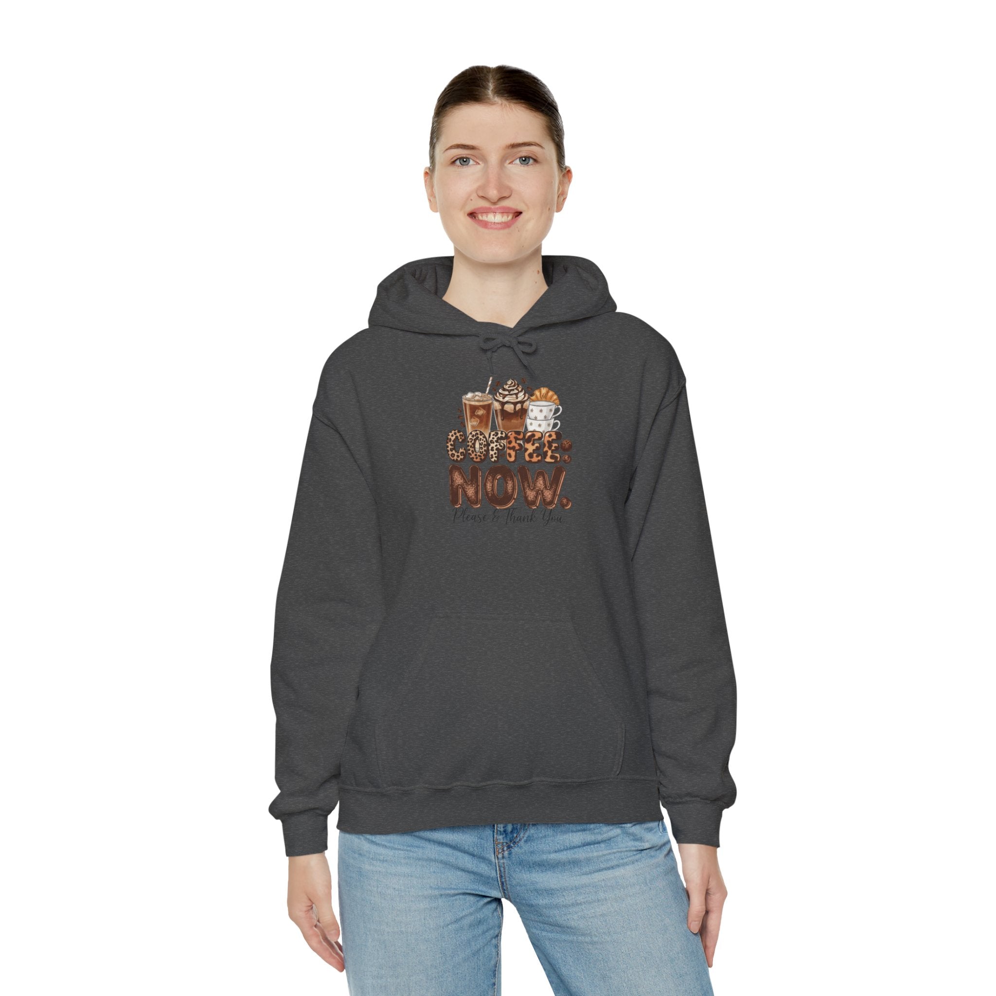 Coffee Hoodie - "Coffee Now" Funny Coffee Lover Pullover