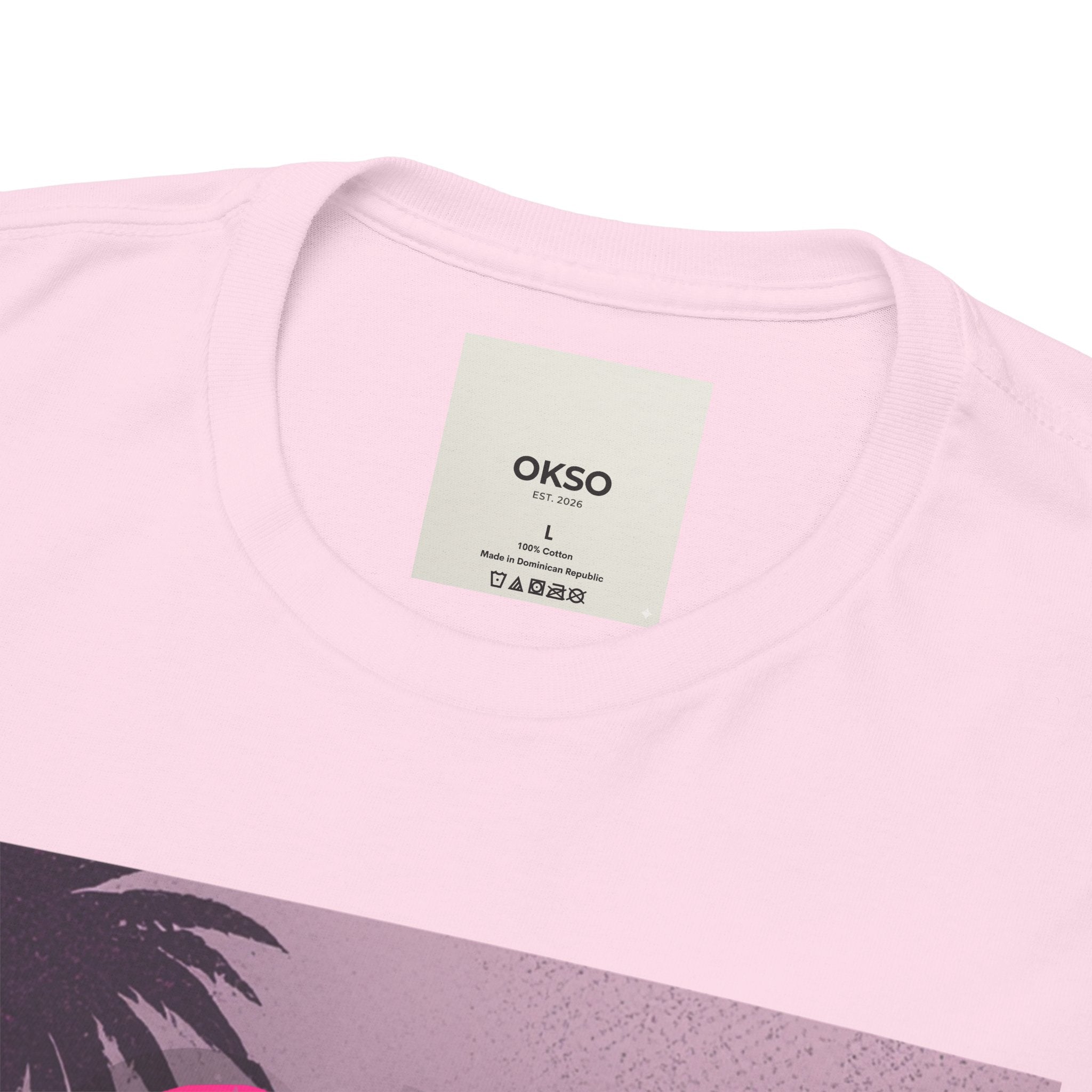 OK SO WHAT Palm Sunset Graphic Tee — Casual Retro Vacation Vibe