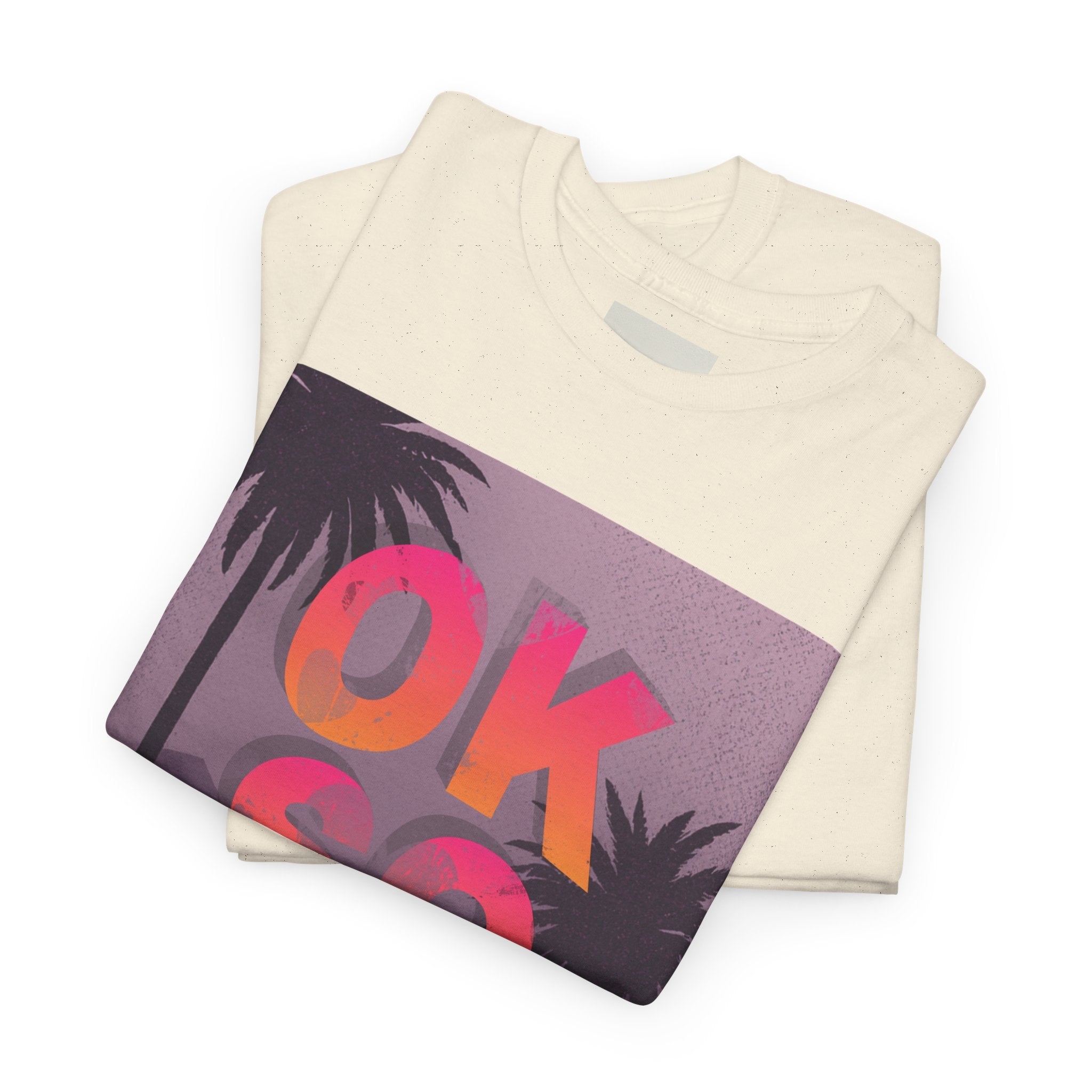 OK SO WHAT Palm Sunset Graphic Tee — Casual Retro Vacation Vibe