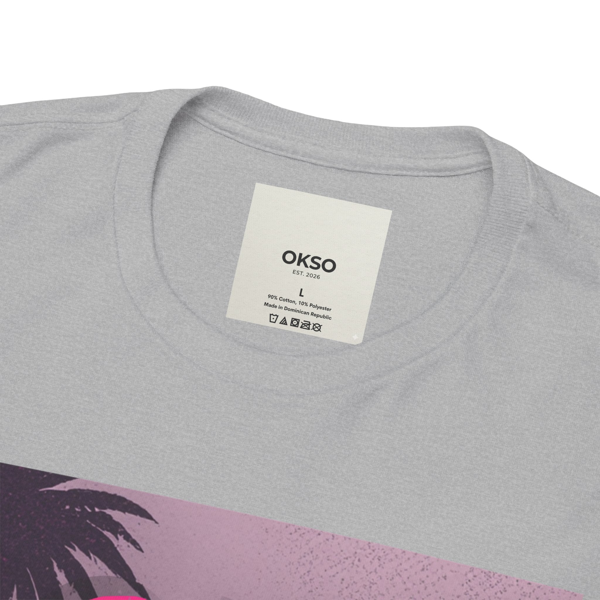 OK SO WHAT Palm Sunset Graphic Tee — Casual Retro Vacation Vibe