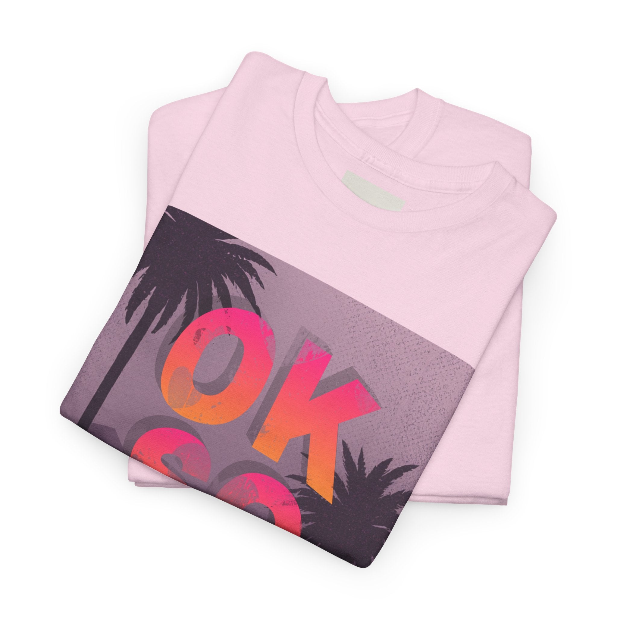 OK SO WHAT Palm Sunset Graphic Tee — Casual Retro Vacation Vibe