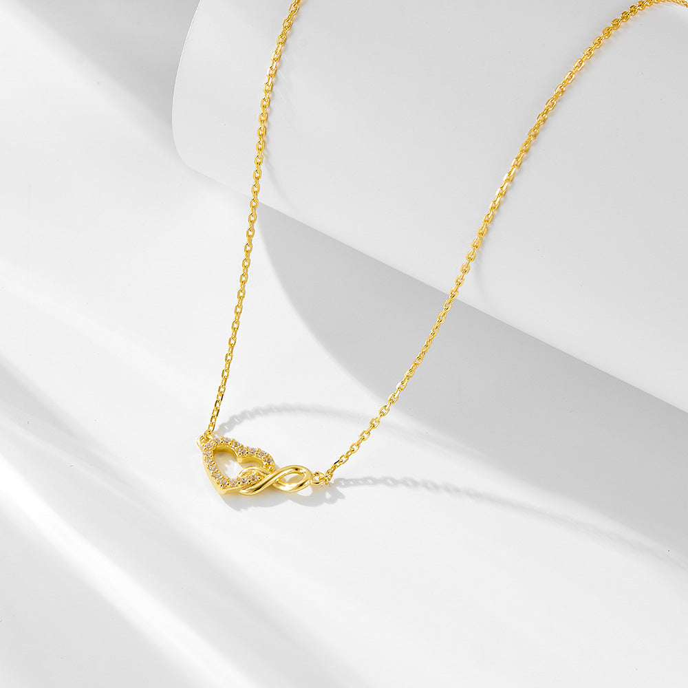 Sterling Silver Heart Infinity Clavicle Necklace