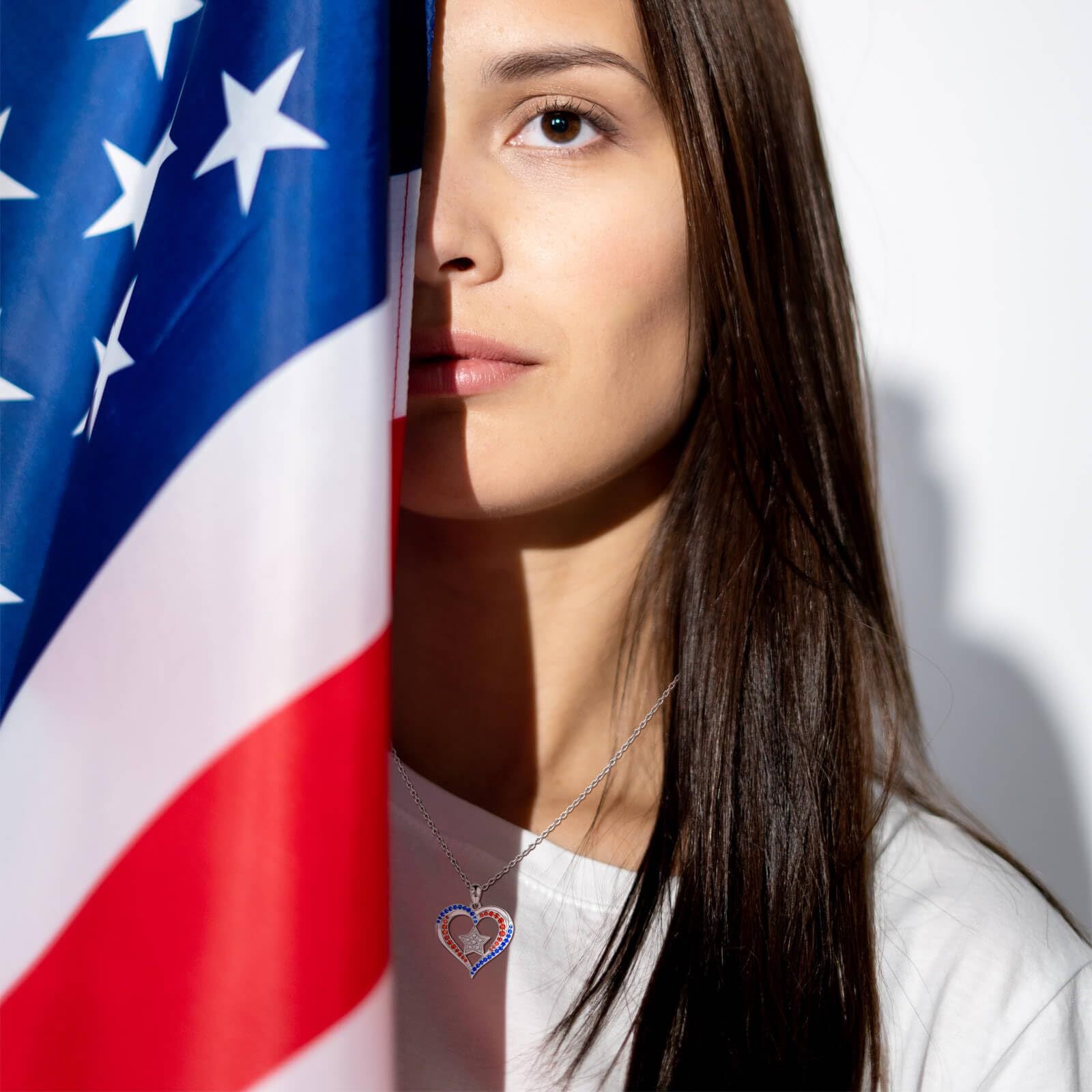 Diamond Heart Flag Necklace