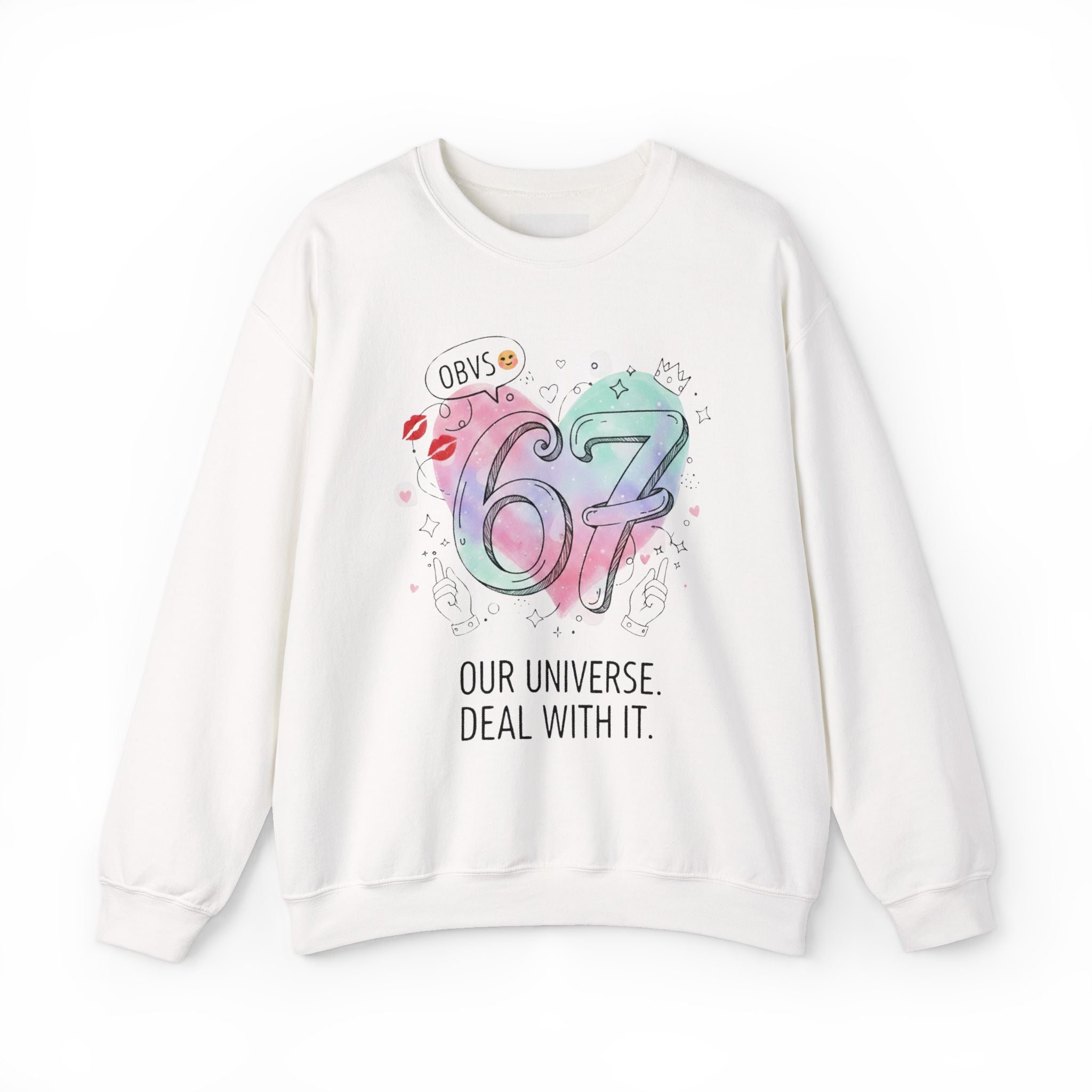 67 Our Universe Crewneck Sweatshirt ‚ Pastel Galaxy Graphic