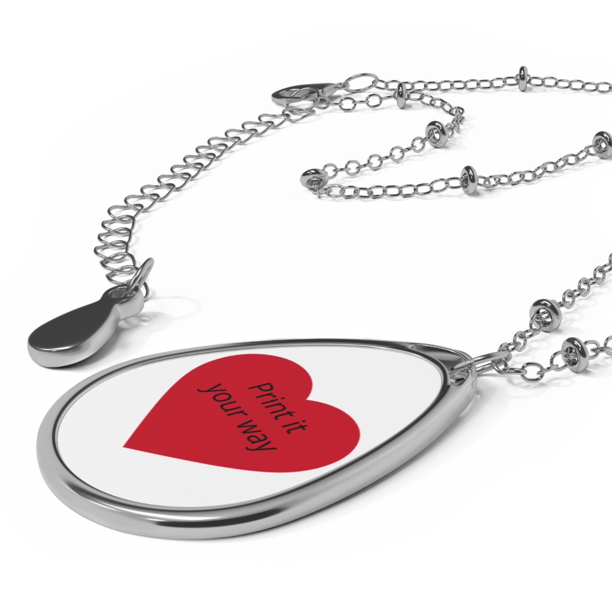 Custom Oval Photo Necklace — Personalized Heart Print Pendant