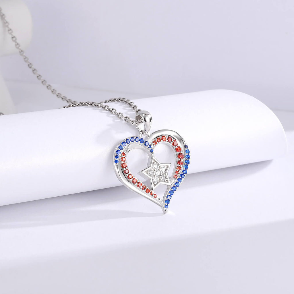 Diamond Heart Flag Necklace