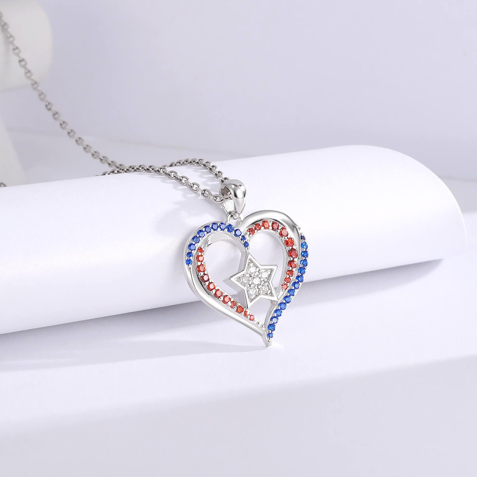 Diamond Heart Flag Necklace