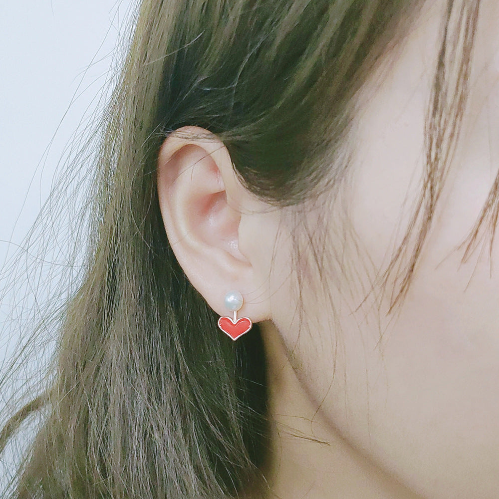 Heart-shaped Pearl Drop Earrings