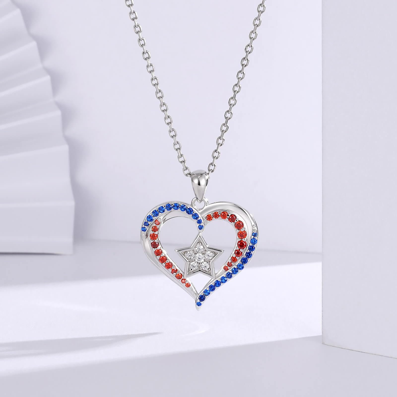 Diamond Heart Flag Necklace