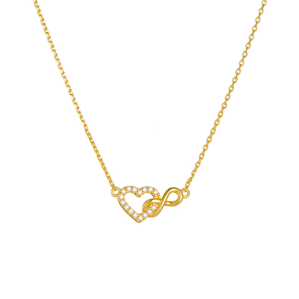 Sterling Silver Heart Infinity Clavicle Necklace
